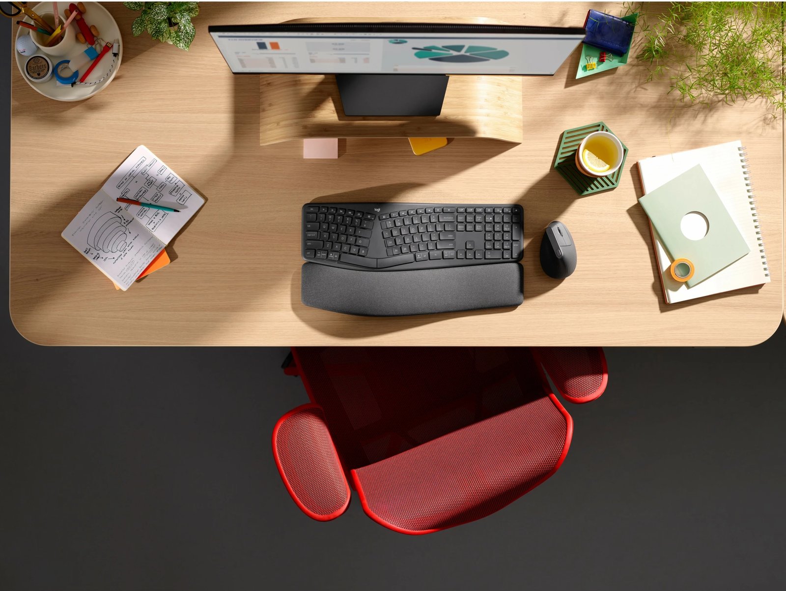 Tastierë Logitech ERGO K860, Full-size, Wireless, Bluetooth, Grafit