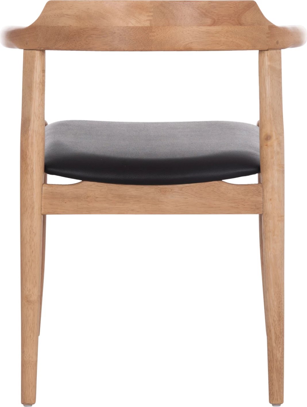 Karrige ngrënieje CERSEI, dru kauçuku, ngjyrë lisi e çelët & ulëse PU e zezë, 57x53x72cm, set prej 2 copash