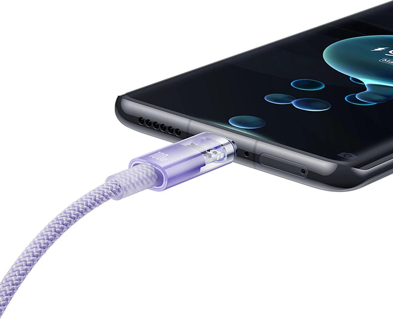 Kabllo Baseus Explorer USB-A në USB-C, 1m, 100W, Violet