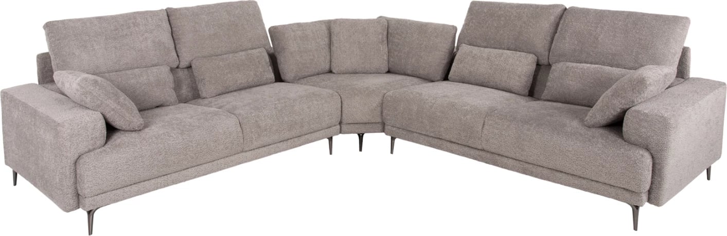 Divan qoshe SYMMET FH3269.01, pëlhurë gri e çelur, këmbë antracit me shkëlqim, 314x236x90-102H cm