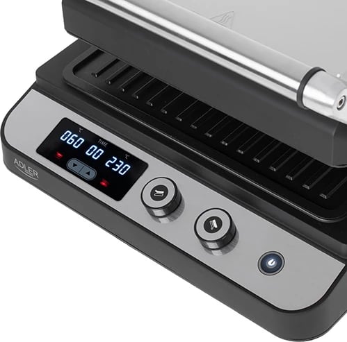 Grill elektrik, Adler, AD 3059, LED 2‑në‑1, 3000W, temperaturë 60‑230°C, timer 1‑99 min, dy palë pllaka