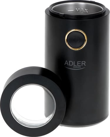 Bluarëse kafeje elektrike, Adler AD 4446, 150 W, 75 g, enë metalike, kapak transparent, e zezë me të artë Bluarëse kafeje elektrike, Adler AD 4446, 150 W, 75 g, enë metalike, kapak transparent, e zezë me të artë