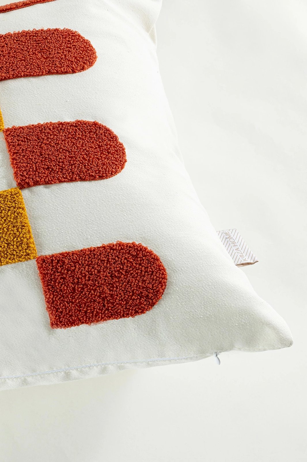 Jastëk dekorativ Evila Originals, Craft, ngjyrë mustard dhe e kuqe tullë