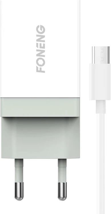 Karikues i shpejtë Foneng K210 me 1x USB-A, 10.5W, me kabllo Micro USB, Bardhë