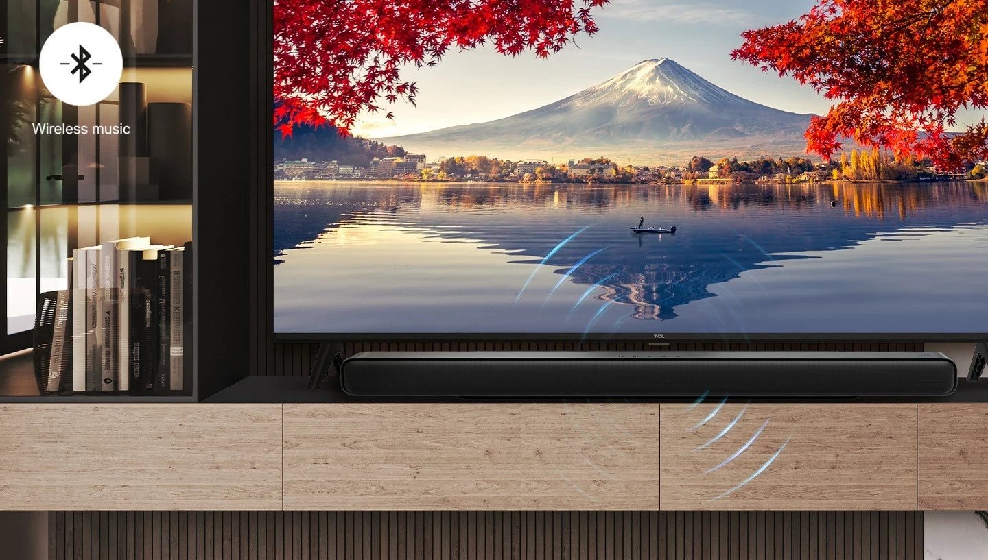 Soundbar TCL S S55H, 2.1 Channel, Dolby Atmos, Subwoofer pa tela, Bluetooth, Titanium