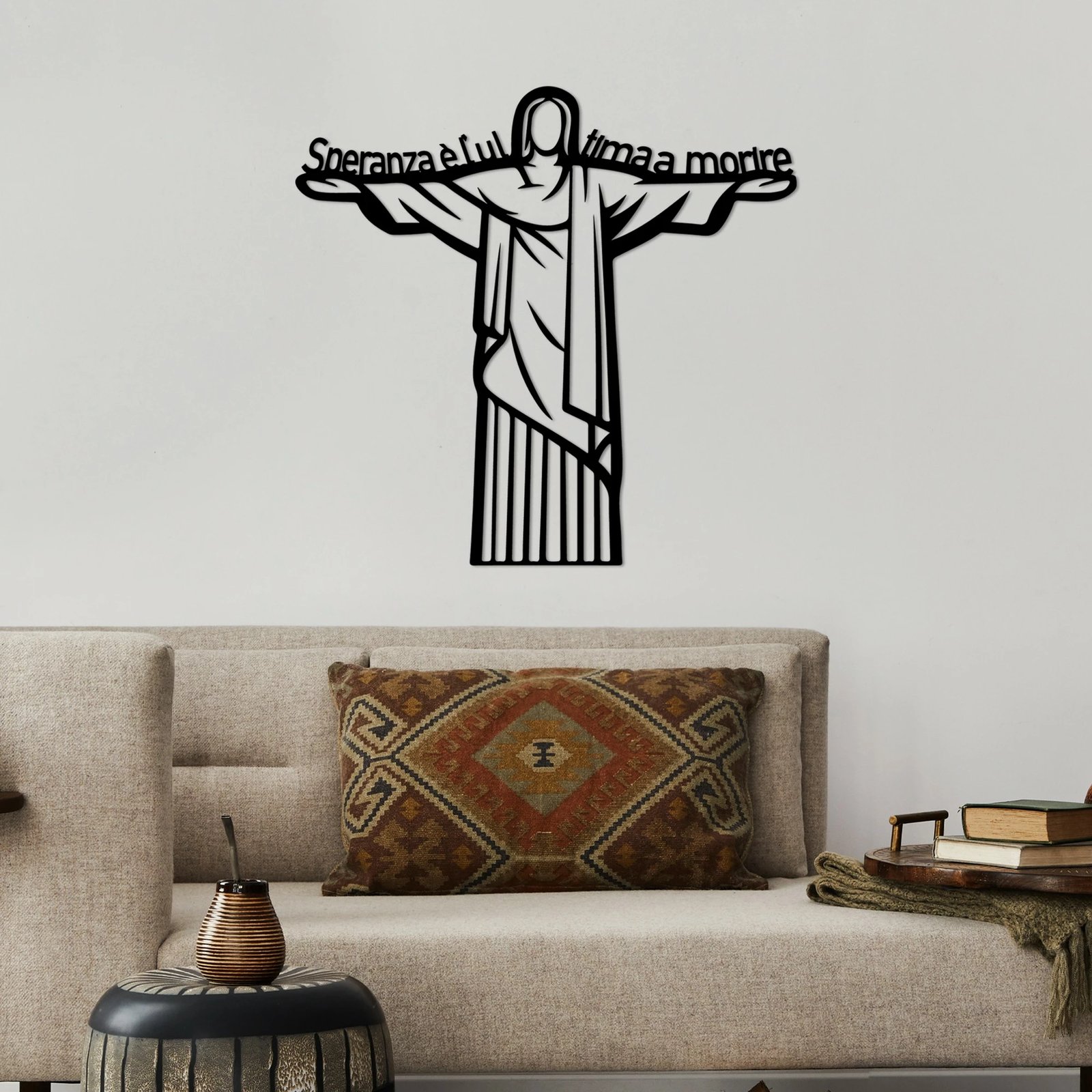 Aksesor dekorativ metalik për mur, Wallity La Speranza 4, ngjyrë e zezë, 56x54cm