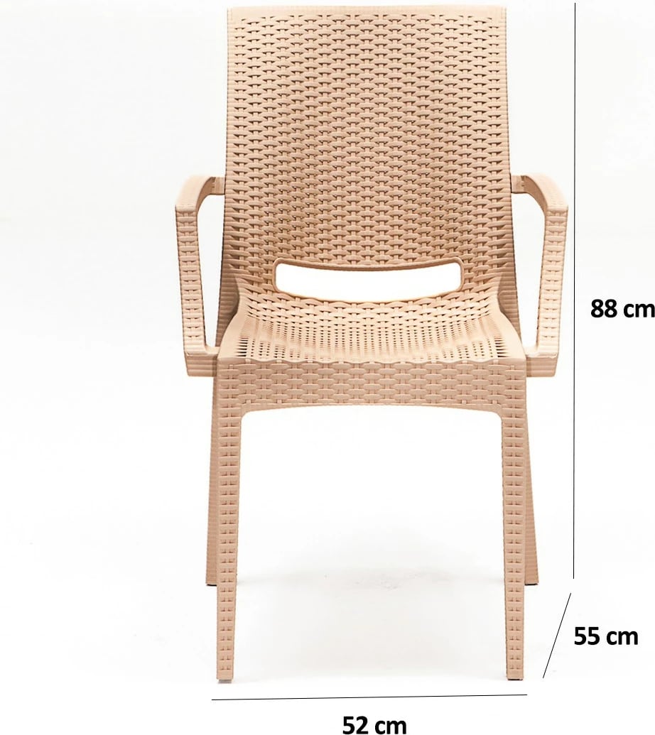 Tavolinë me karrige për terasë, 5 copë, Skye Decor, ratan, ngjyrë kapuçino, 80x80cm