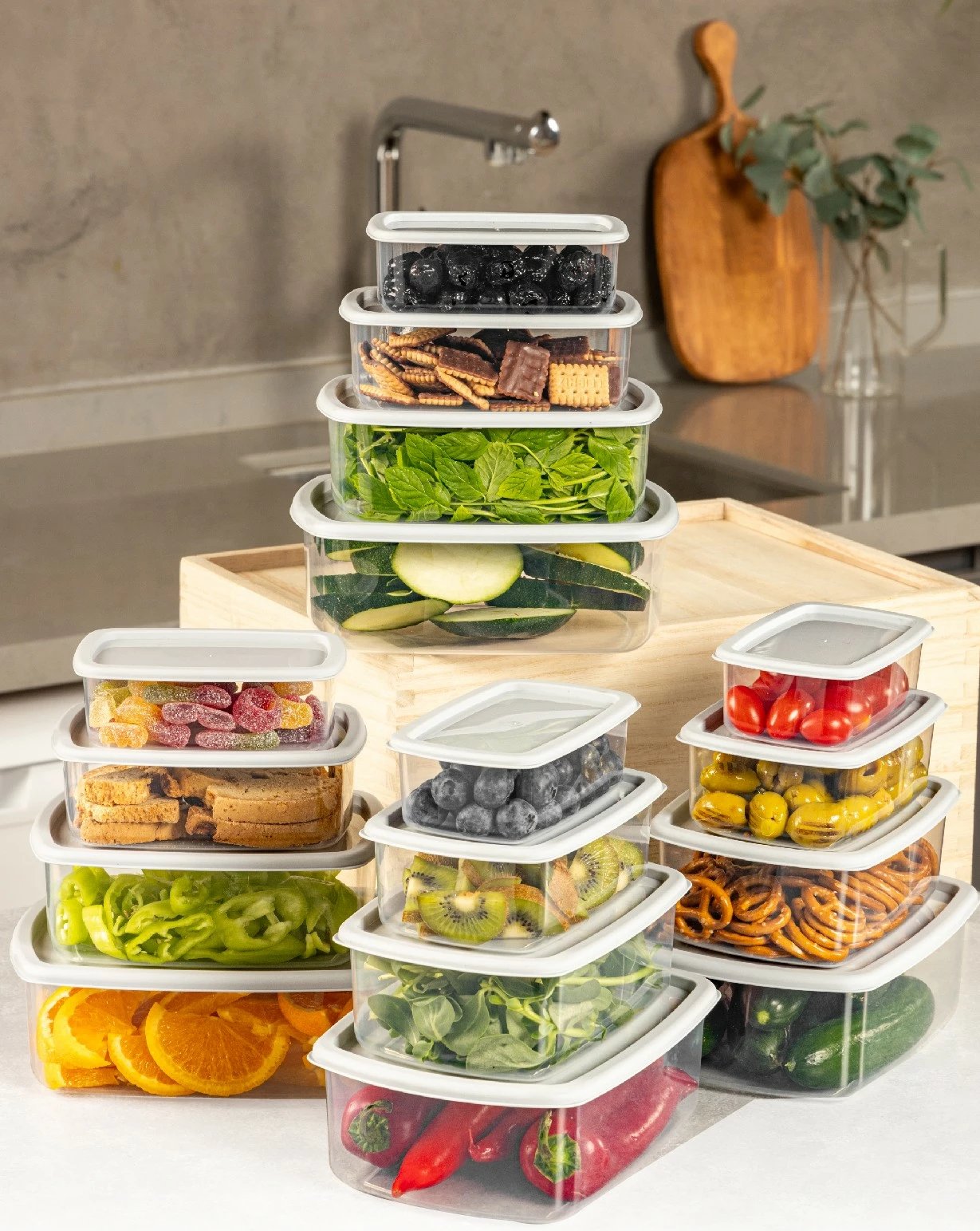 Set kuti për organizim (16 copë), Hermia, SYBOX16LIKRSK, ngjyrë gri