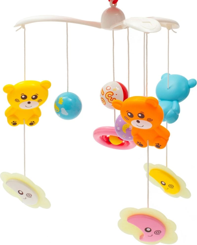 Karusel për krevat, Baby Mix, me projektor drite, 3 melodi dhe tinguj natyre, volum i rregullueshëm, kuqe