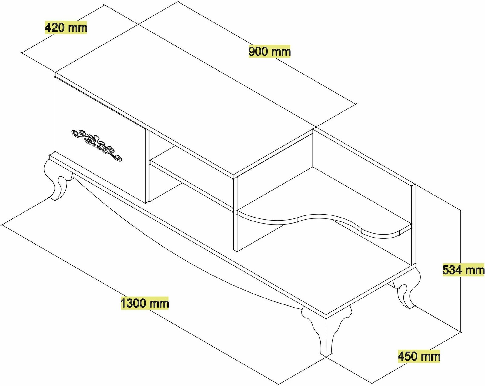Komodë TV Hanah Home, Sultan, ngjyrë arre dhe e bardhë
