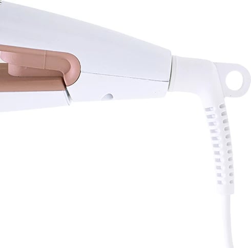 drejtues flokësh, Adler, AD 2321, pllaka qeramike, 5 temperatura 140-220°C, ekran LCD, pllaka 10x2.5cm, kabllo rrotulluese 360°, e bardhë perle