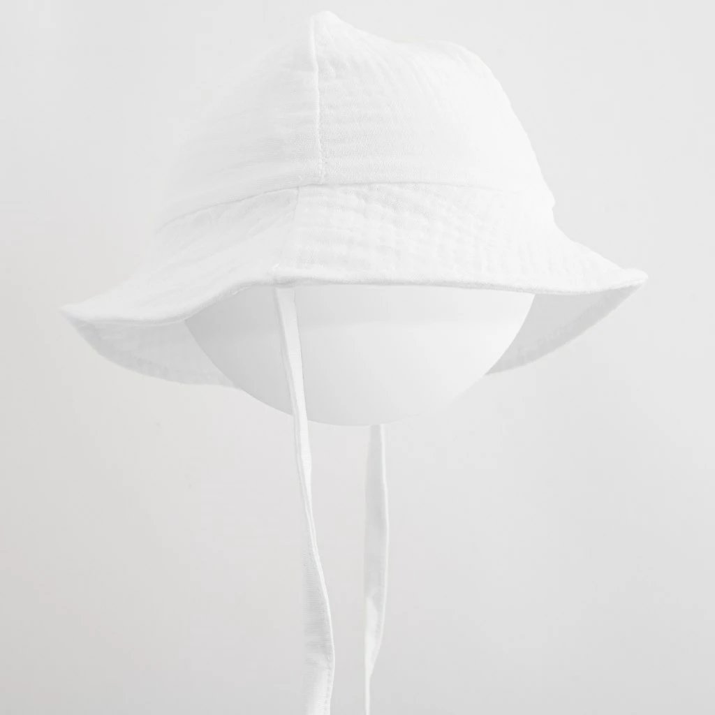 Kapelë bebe muslin, New Baby, Elizabeth, madhësi 86 (12-18m), e bardhë