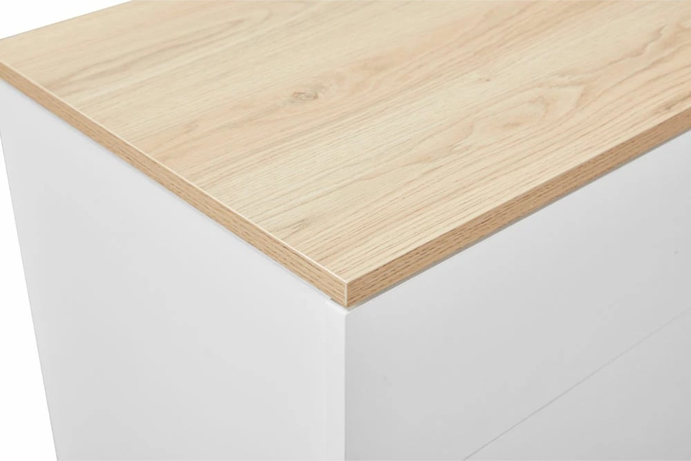 Komodinë nate me 2 sirtarë, ngjyrë lis i bardhë-natyral, 58x39x44.5