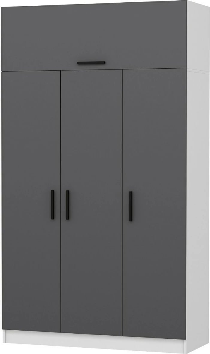 Dollap Skye Decor, 3 kapak, 2 sirtar, 255cm, bardhë-antracit