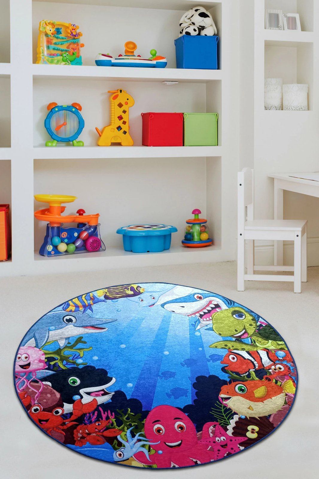 Qilim i rrumbullakët për fëmijë, dizajn akuariumi, 100 cm, Conceptum Hypnose