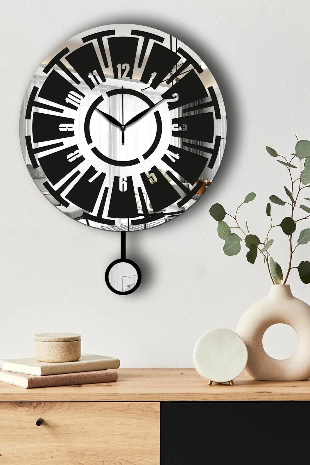 Orë muri dekorative Wallity, Vlnt114Gu, argjend e zezë