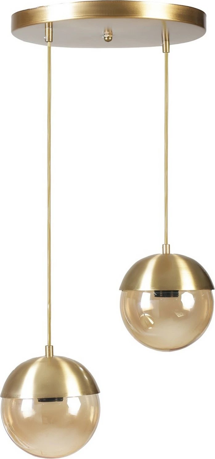 Llambë tavani Opviq, dy sfera, metalik, ngjyrë ari, balonë qelqi