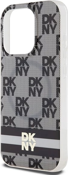 Mbështjellës DKNY IML Checkered Mono Pattern & Printed Stripes MagSafe për iPhone 14 Pro, Zi