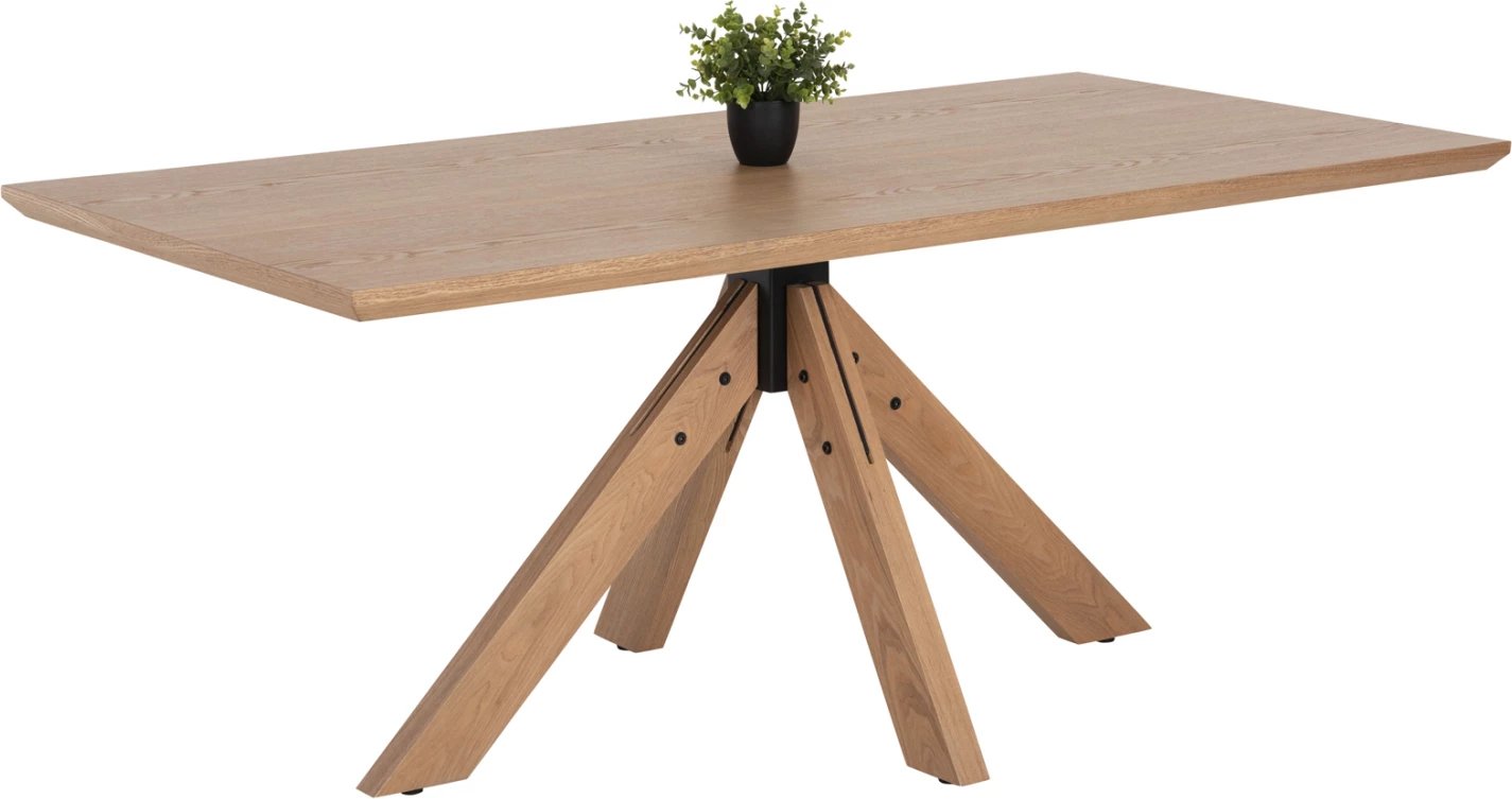 Tavolinë ngrënieje PAOLO FH9853 MDF me furnir druri Mançurian-këmbë druri gome të ngurtë-ngjyrë lisi 180x90x75H cm