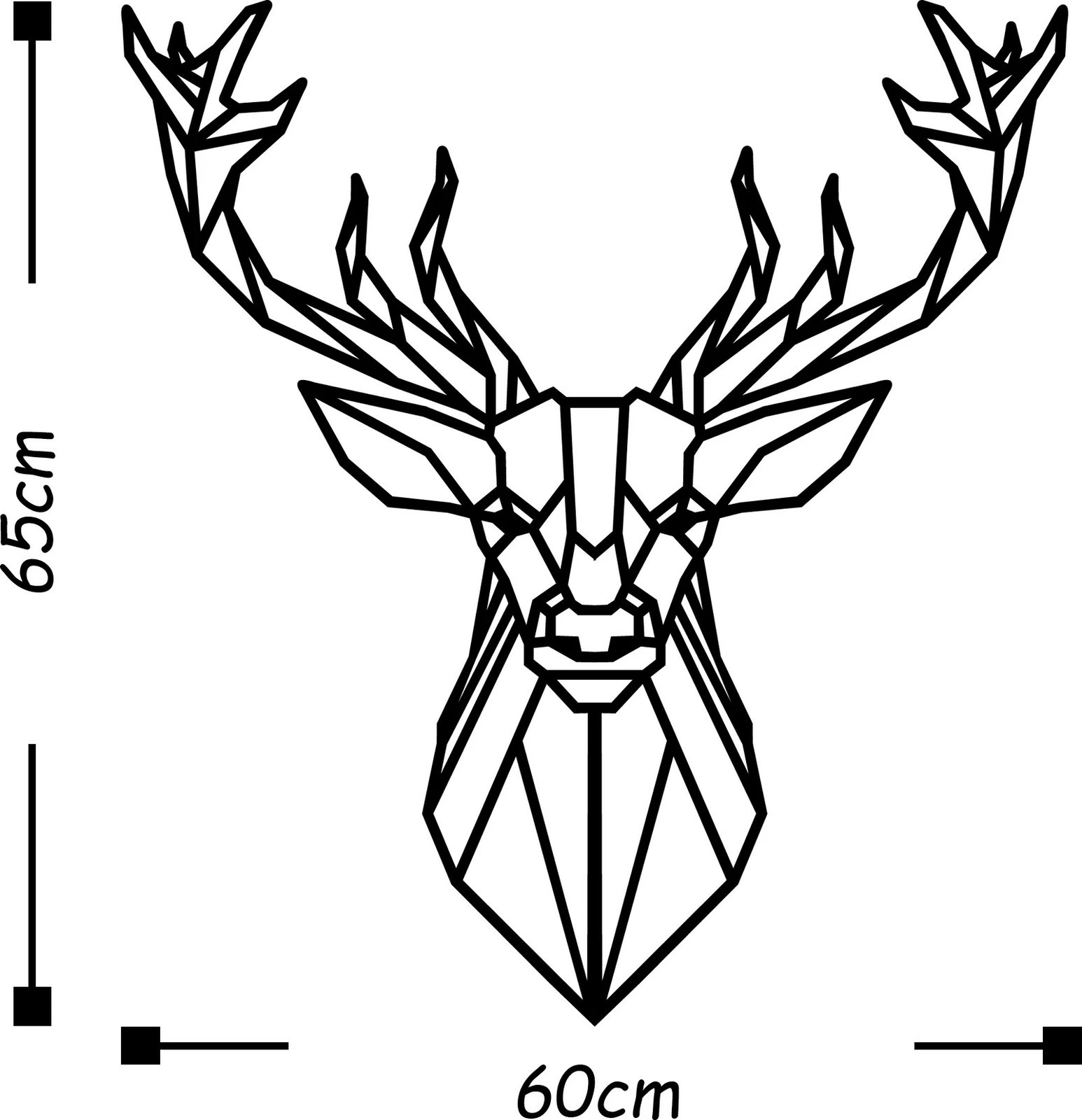 Aksesor dekorativ metalik për mur, Wallity, Deer4, ngjyrë e zezë
