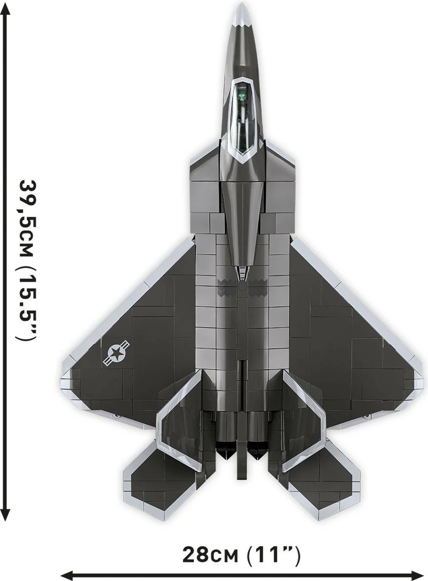 Set lodrash ndërtimi Cobi Klocki Armed Forces Lockheed F-22 Raptor, 695 pjesë, gri/zezë