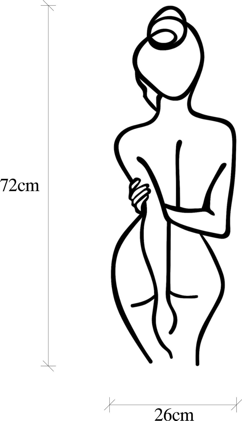 Aksesor dekorativ metalik për mur, trup gruaje, Wallity