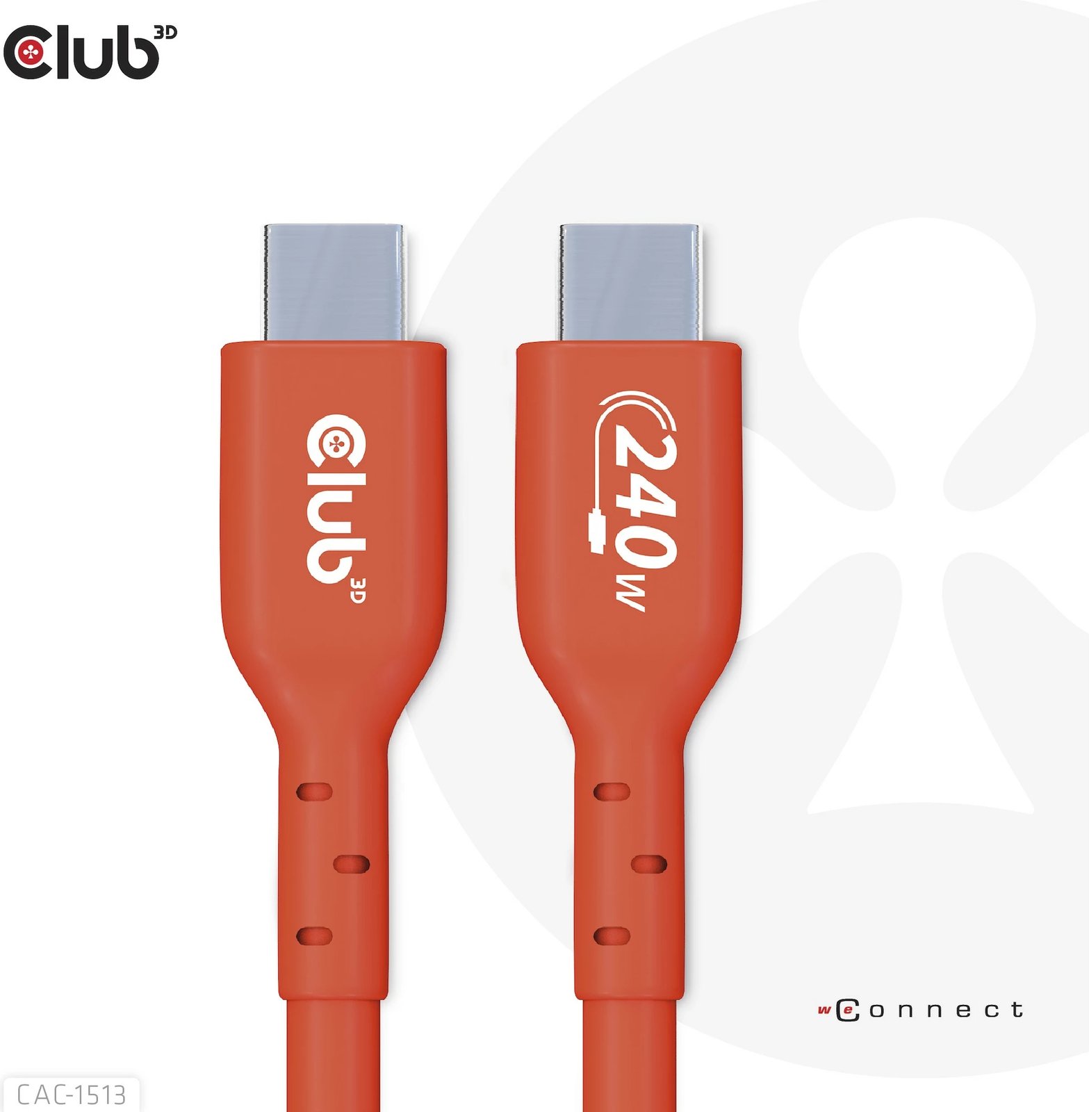Kabllo USB-C Club3D CAC-1513, 3m, 240W, 480Mb/s, kuqe Kabllo USB-C Club3D CAC-1513, 3m, 240W, 480Mb/s, kuqe