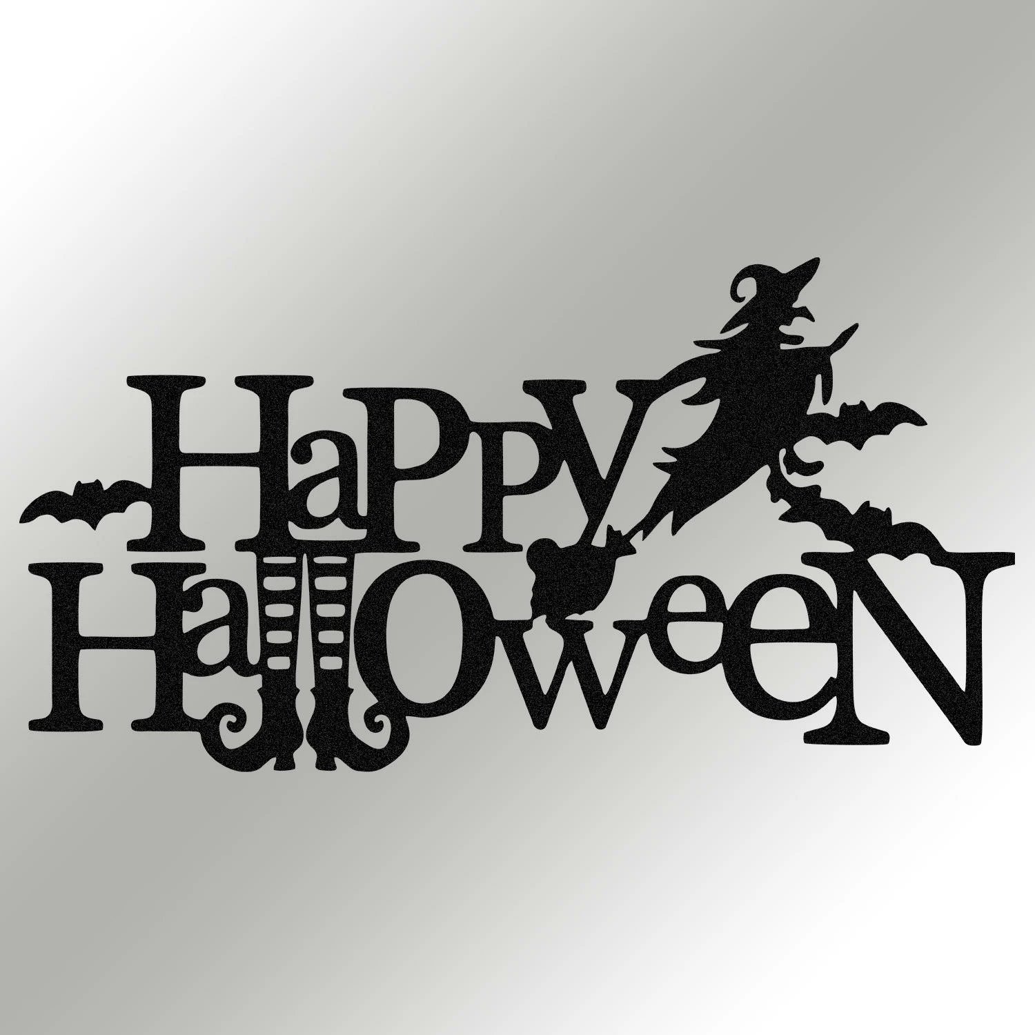 Aksesor dekorativ metalik për mur, Wallity, Halloween 4, ngjyrë e zezë, 67x35cm