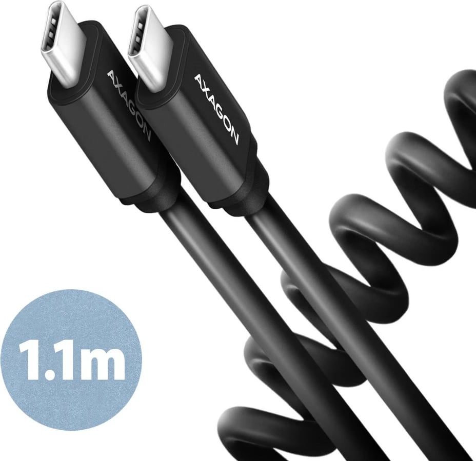 Kabllo USB-C në USB-C AXAGON BUCM-CM20TB, 1.1m, i zi, Twister