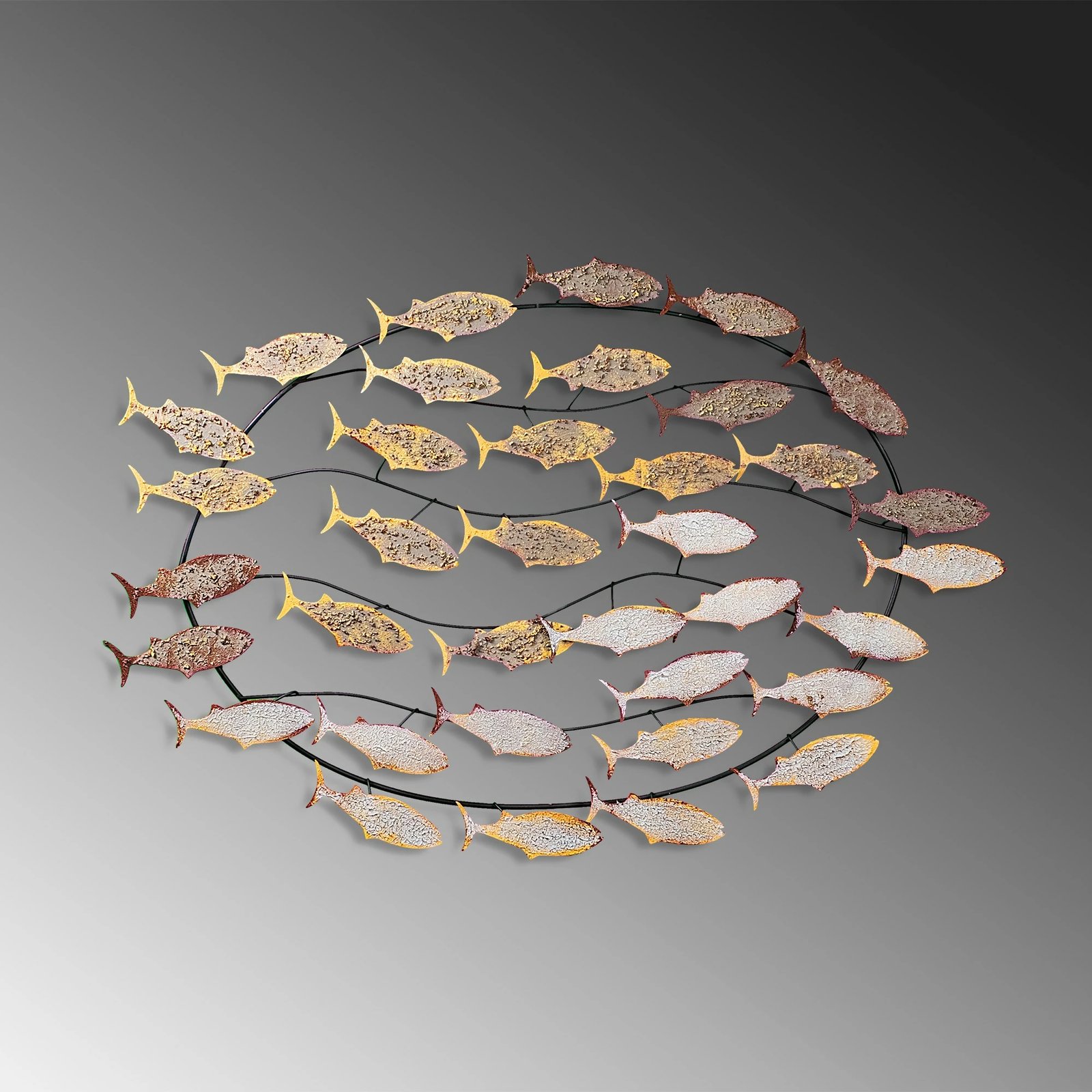 Aksesor dekorativ metalik për mur, Wallity, Alabalık 2, shumëngjyrësh