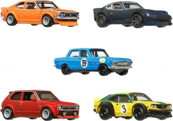 Set vetura të vogla Hot Wheels Premium Car Culture Japan Historics 4, 1:64, 5 copë, shumëngjyrëshe
