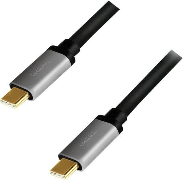 Kabllo USB-C LogiLink CUA0107, 1m, 4K/60Hz, Power Delivery, e zezë/gri