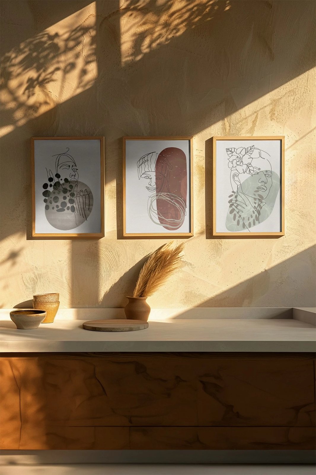 Set pikturash dekorative me kornizë, 3 copë, Wallity, 3Dartsohoset121