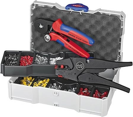 Set veglash Knipex Aderendhuelsensortiment, me kuti bartëse, 2 copë, zi/kaltër/kuqe