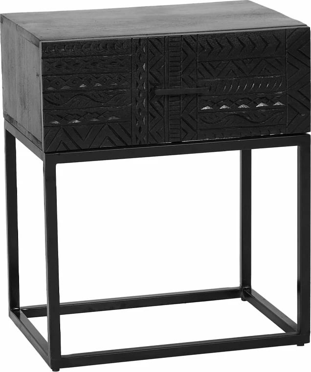 Komodinë AZTEC me 1 sirtar, ngjyrë e zezë, 50x35x60