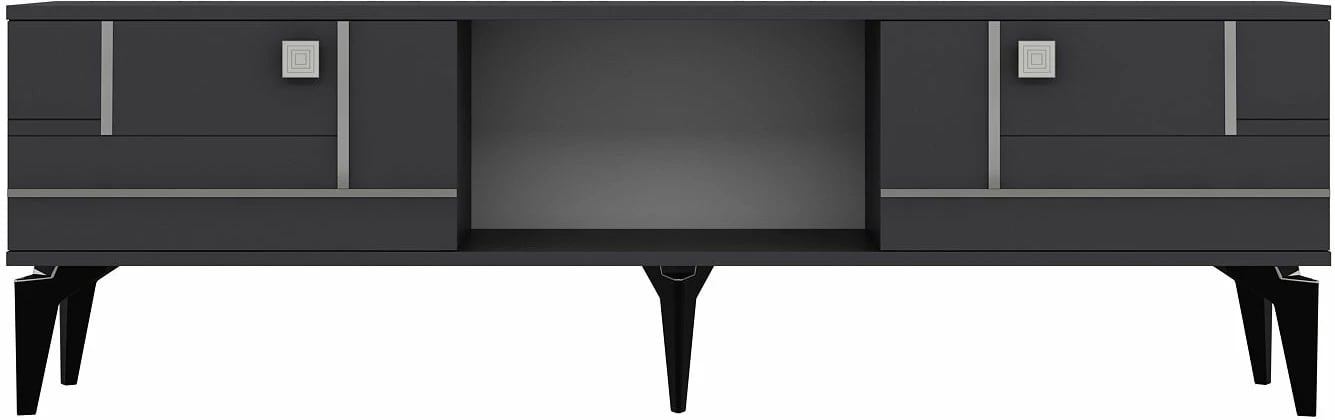 Komodë TV Skye Decor, ngjyrë antracit dhe argjend