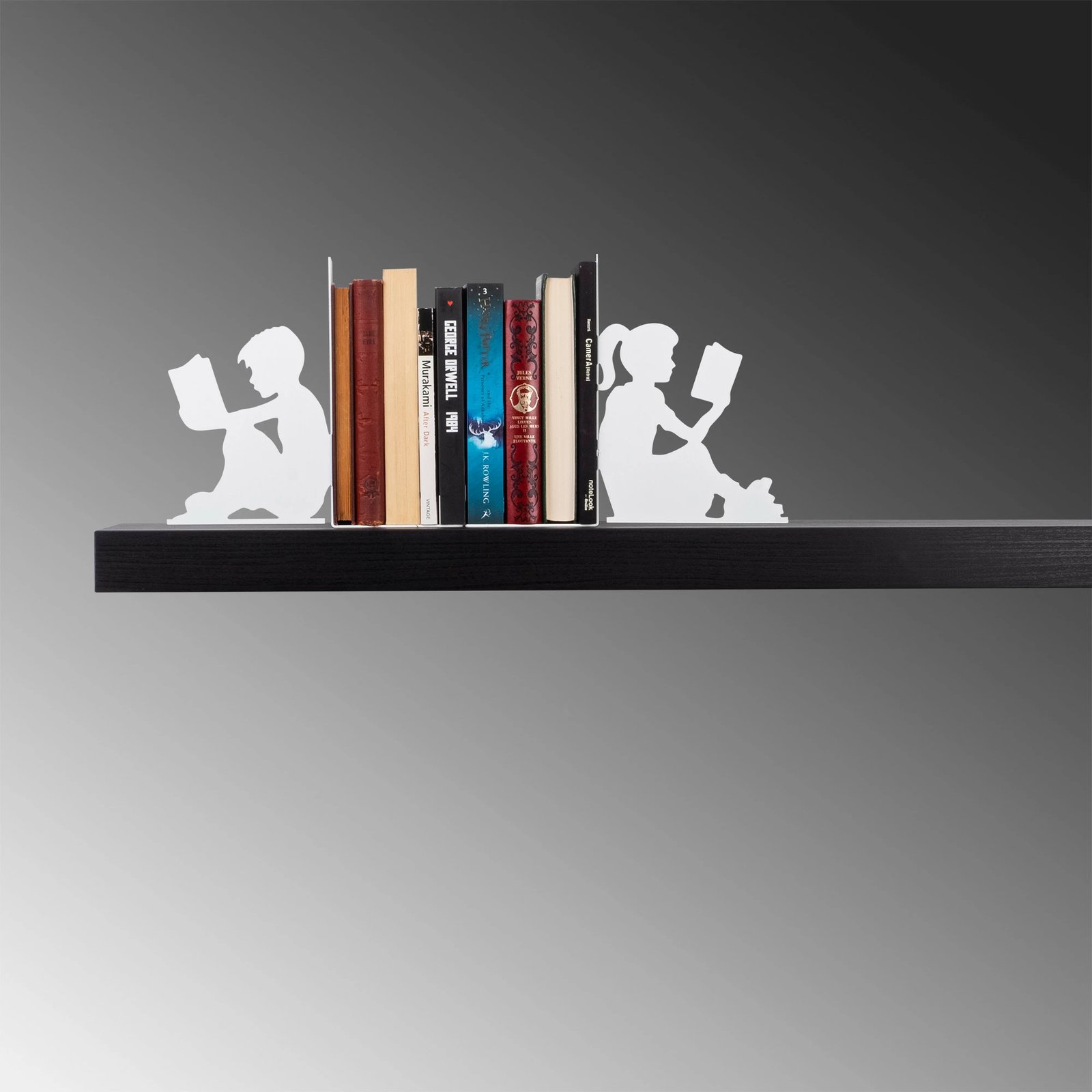 Mbajtës librash metalik, dizajn Aberto, i bardhë, 40.5x14x22cm