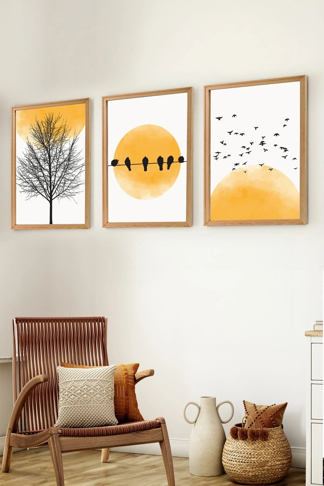 Pikturë dekorative me kornizë MDF (3 copë), Wallity, Myk3007-3