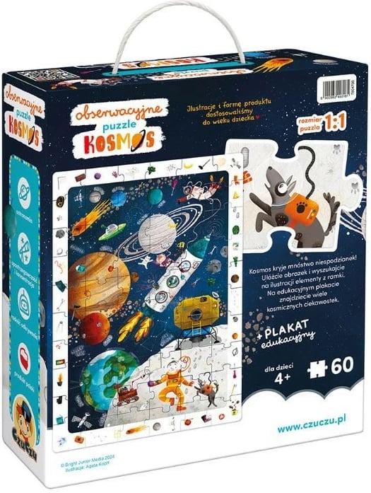 Puzzle edukativ CzuCzu Observation Space, 60 pjesë, me poster, shumëngjyrësh