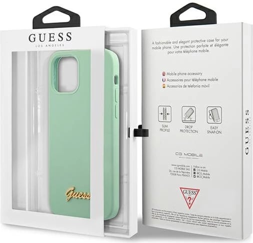 Mbështjellës Guess GUHCP12MLSLMGGN për iPhone 12/12 Pro 6.1", silikon, e gjelbër