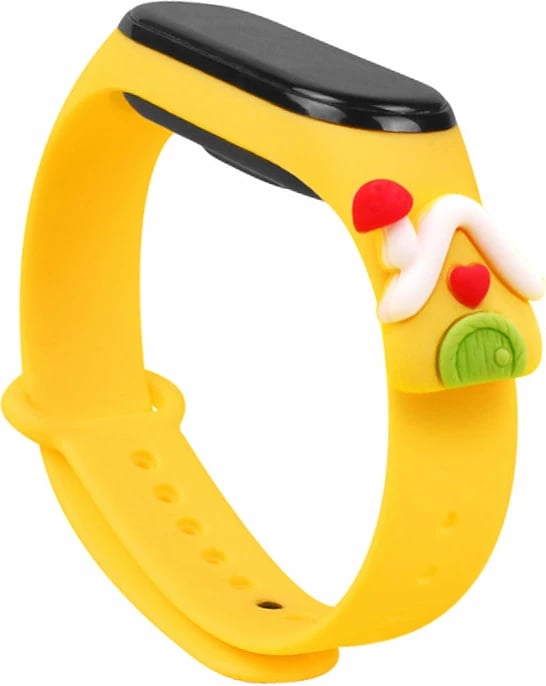 Rrip silikon për Xiaomi Mi Band 5/6 Hurtel, dekor festash, Verdhë