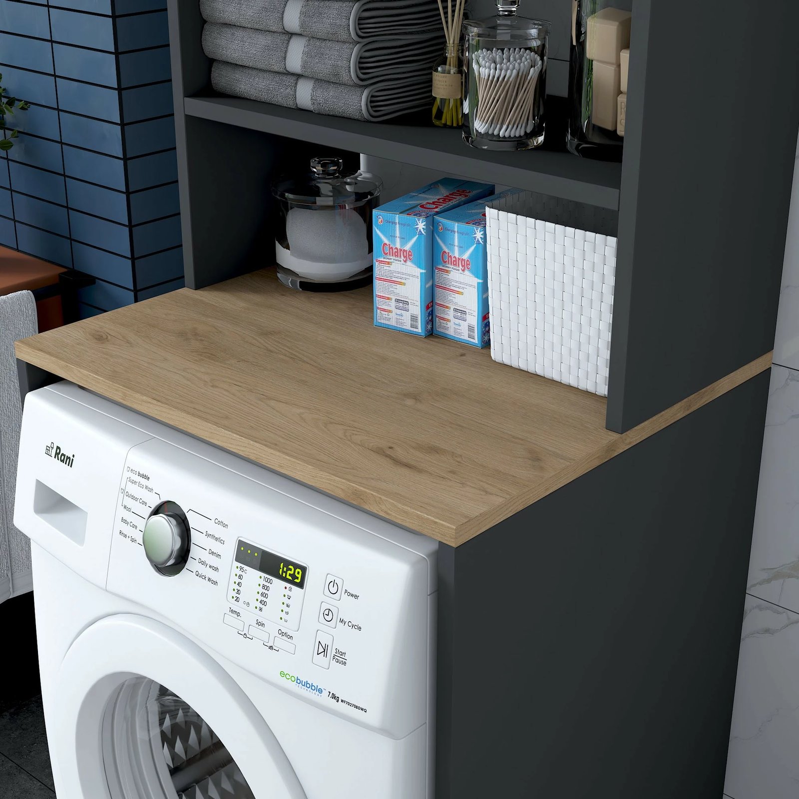 Dollap për lavatriçe, ngjyrë arrë dhe antracit, Hanah Home KD101 - 2674