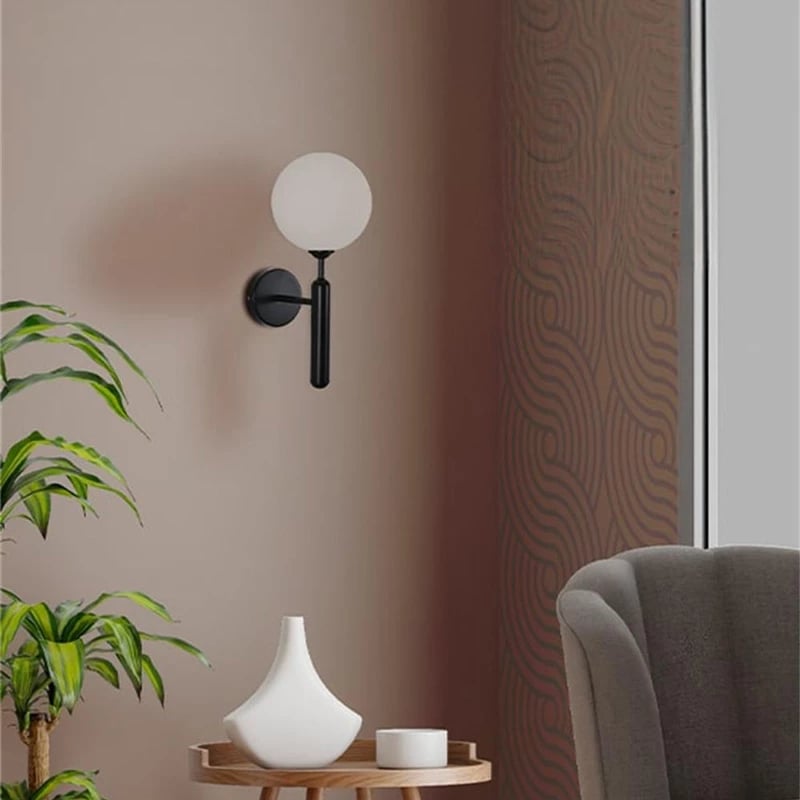 Llambë muri Genka, metal, ngjyrë e zezë-e bardhë, 15x23x34cm