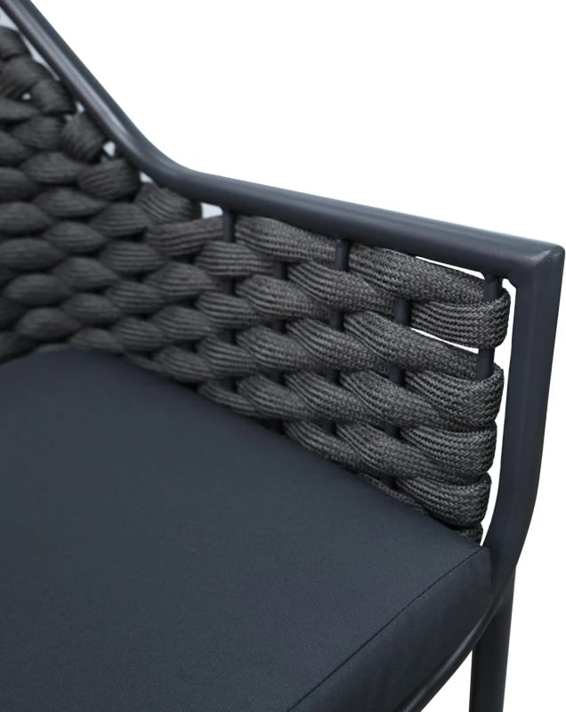 Karrige me krahë Ortegia, alumini, ngjyrë antracit, 57x62x82cm