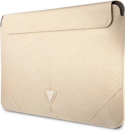 Mbështjellës laptopi Guess Saffiano Triangle Logo, 14", Bezhe