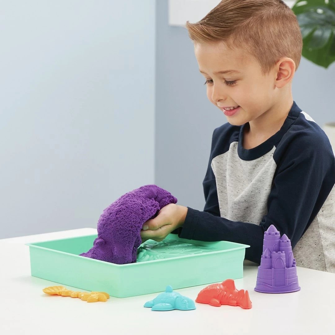 Set rërë kinetike SPIN MASTER, 1lb, me vegla dhe forma, për fëmijë, vjollcë