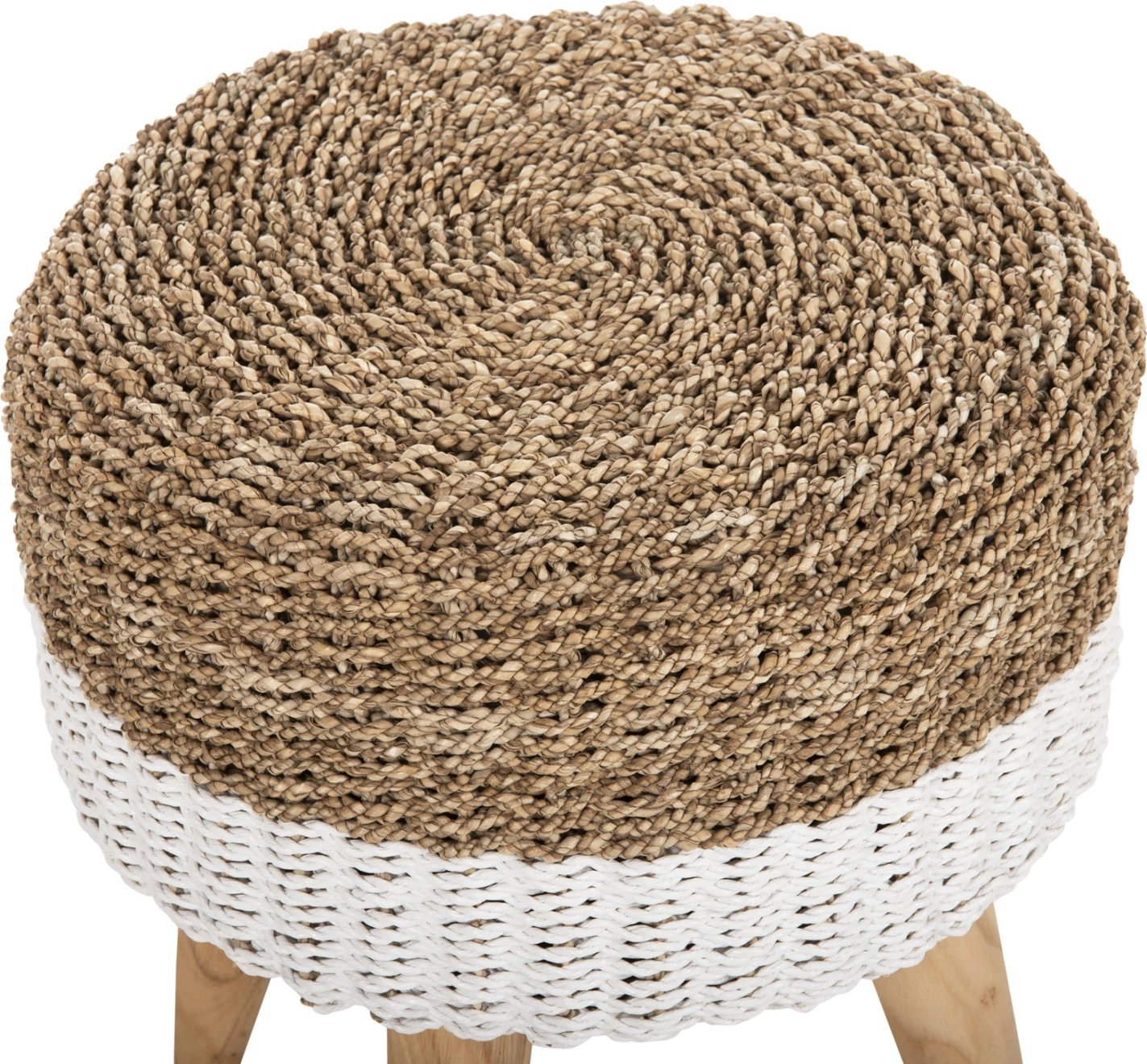 Karrige për bar BEAM, dru tik dhe rush deti, natyrale & e bardhë, Φ42x46H cm