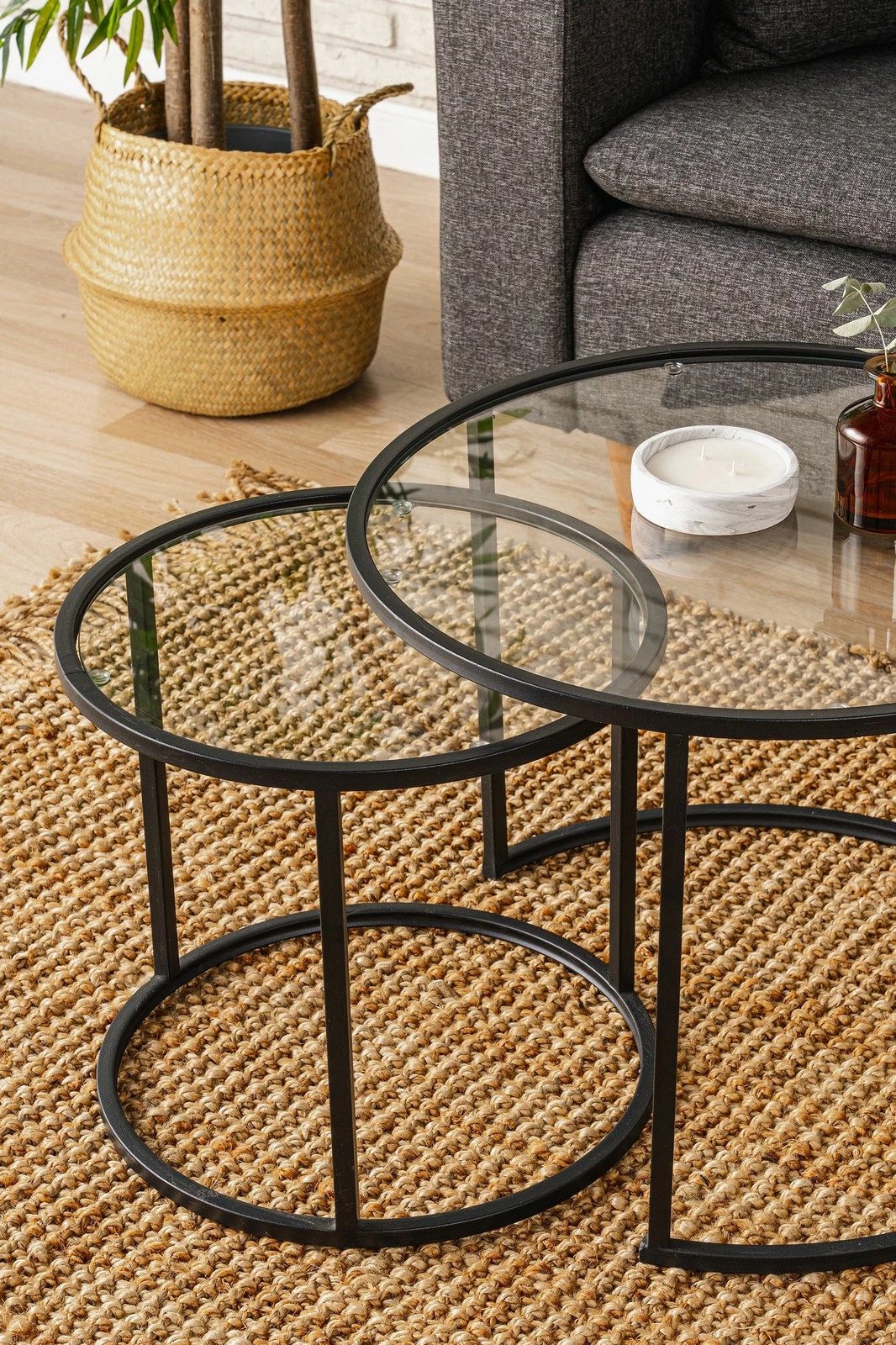 Set tavolinash kafeje Hanah Home, Belarus 60, e zezë, transparente