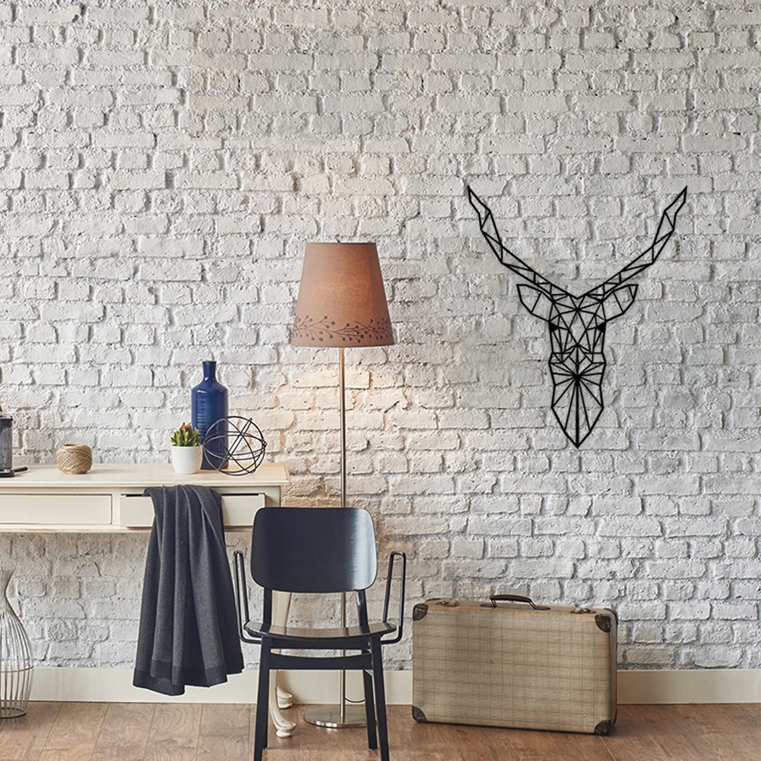 Aksesor dekorativ metalik për mur, Wallity, Geyik