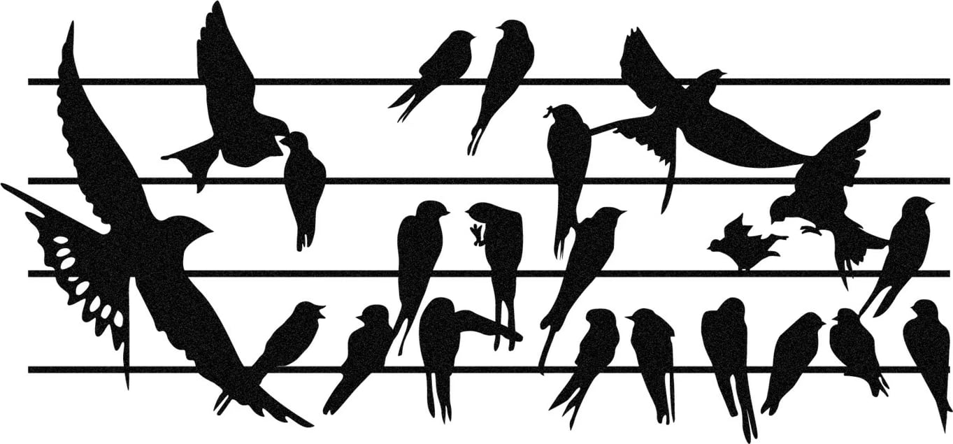 Aksesor dekorativ metalik për mur, Wallity Uccello - M123, ngjyrë e zezë, 69x32cm